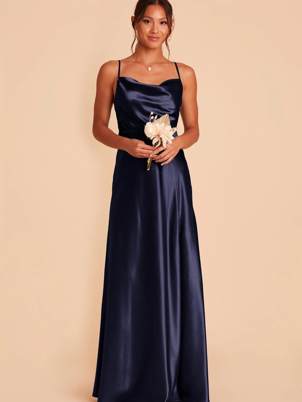 Birdy Grey Lisa Dress Shiny Satin Navy
